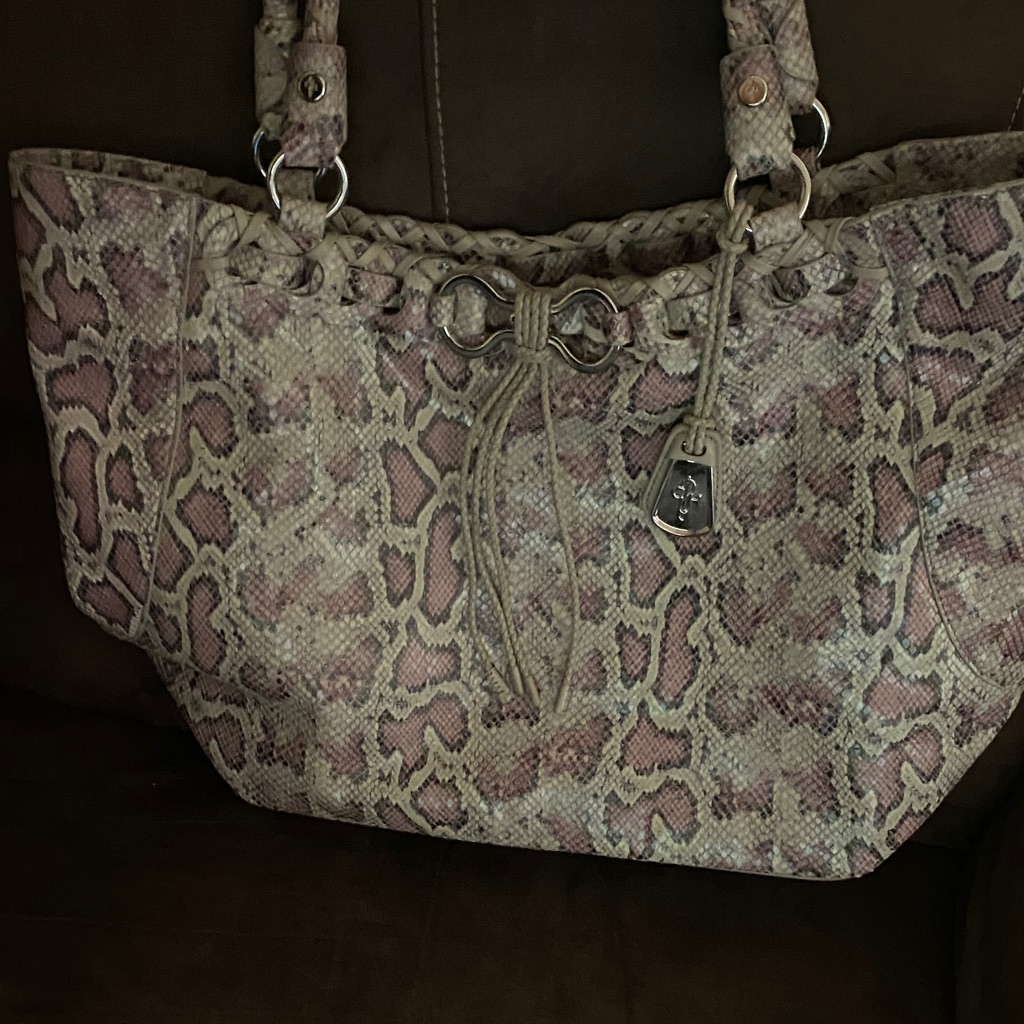 Cole Haan Pink And Tan Snake Print Tote